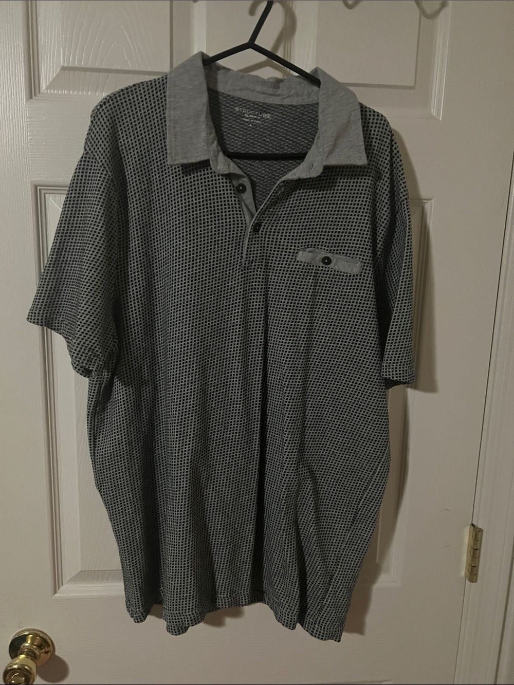 Structure Men’s Grey Textured Short-Sleeve Polo